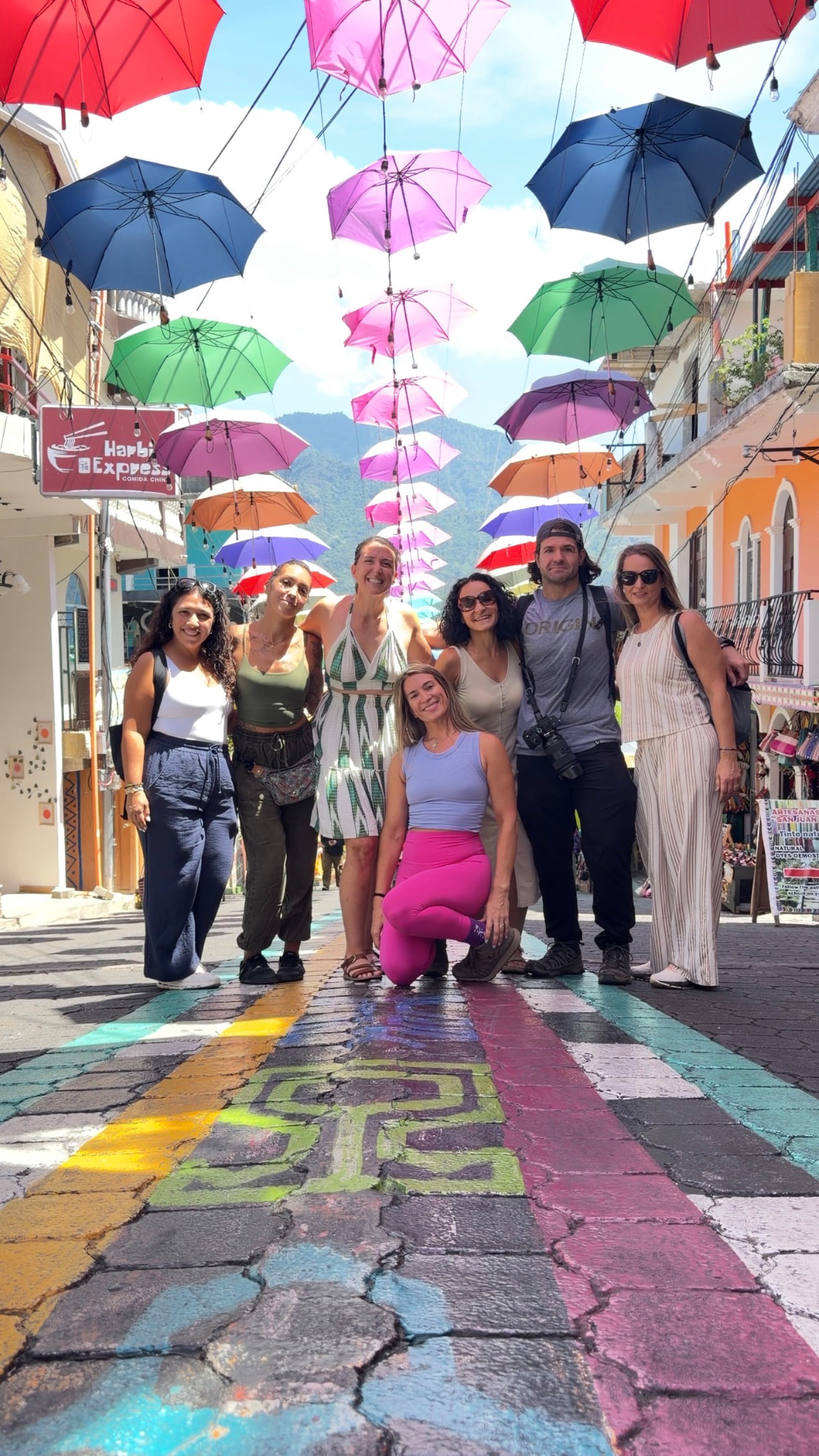 Colorful umbrella street in San Juan la Laguna
